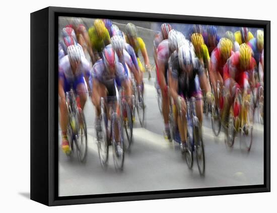 Blured Action of Road Cylcling Competition, New York, New York, USA-Chris Trotman-Framed Premier Image Canvas