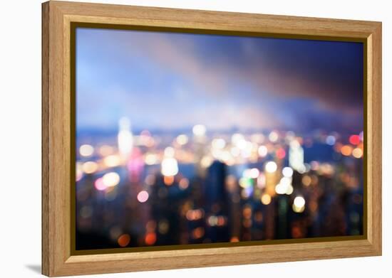 Blured Lighhts from Peak Victoria, Hong Kong-Iakov Kalinin-Framed Premier Image Canvas