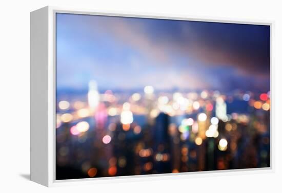 Blured Lighhts from Peak Victoria, Hong Kong-Iakov Kalinin-Framed Premier Image Canvas