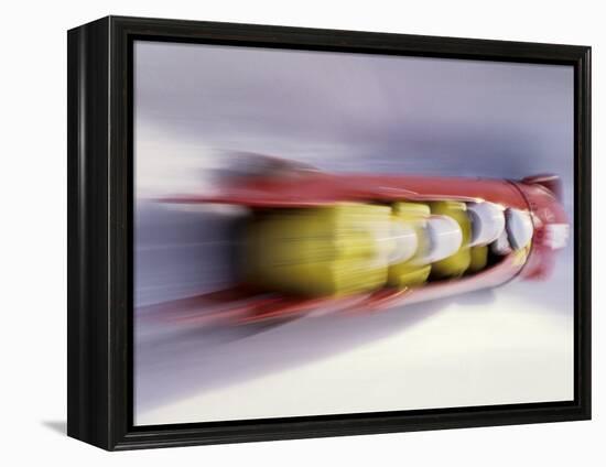 Blurred Action of 4 Man Bobsled Team, Lillehammer, Norway-null-Framed Premier Image Canvas