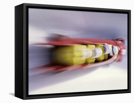 Blurred Action of 4 Man Bobsled Team, Lillehammer, Norway-null-Framed Premier Image Canvas