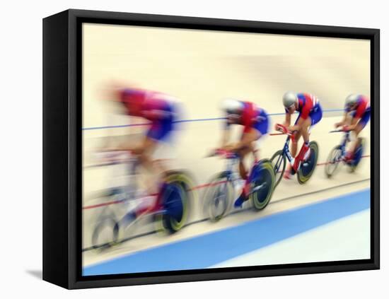 Blurred Action of Cycliing Team Onthe Track-Chris Trotman-Framed Premier Image Canvas