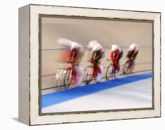 Blurred Action of Cycliing Team Onthe Track-Chris Trotman-Framed Premier Image Canvas