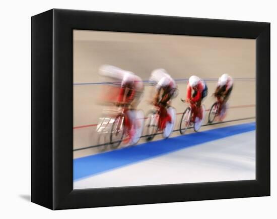Blurred Action of Cycliing Team Onthe Track-Chris Trotman-Framed Premier Image Canvas