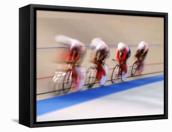 Blurred Action of Cycliing Team Onthe Track-Chris Trotman-Framed Premier Image Canvas