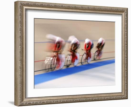 Blurred Action of Cycliing Team Onthe Track-Chris Trotman-Framed Photographic Print