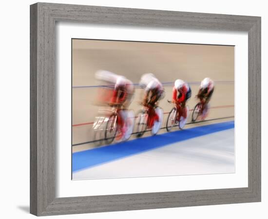 Blurred Action of Cycliing Team Onthe Track-Chris Trotman-Framed Photographic Print