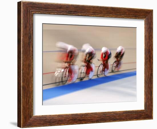 Blurred Action of Cycliing Team Onthe Track-Chris Trotman-Framed Photographic Print