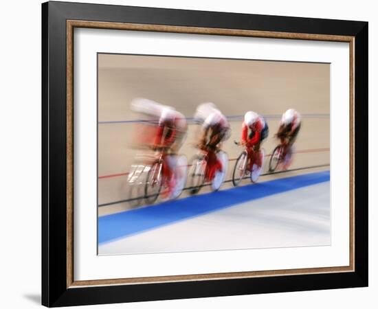 Blurred Action of Cycliing Team Onthe Track-Chris Trotman-Framed Photographic Print