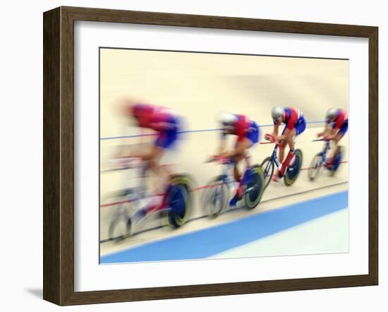 Blurred Action of Cycliing Team Onthe Track-Chris Trotman-Framed Photographic Print