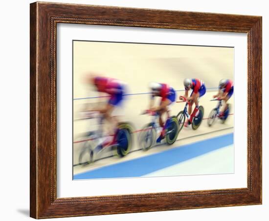 Blurred Action of Cycliing Team Onthe Track-Chris Trotman-Framed Photographic Print