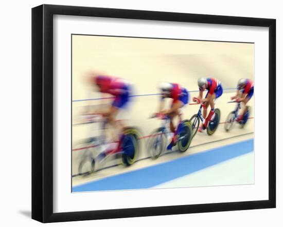 Blurred Action of Cycliing Team Onthe Track-Chris Trotman-Framed Photographic Print