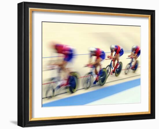 Blurred Action of Cycliing Team Onthe Track-Chris Trotman-Framed Photographic Print