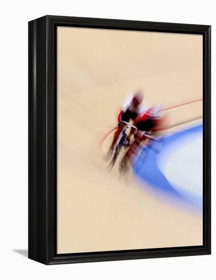 Blurred Action of Cyclist Competing on the Track-Chris Trotman-Framed Premier Image Canvas