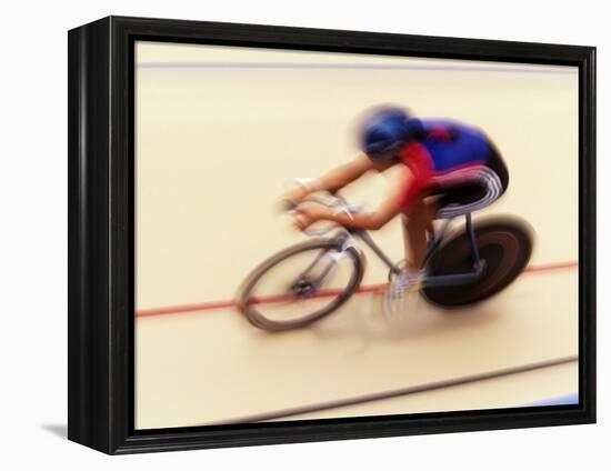 Blurred Action of Cyclist on the Track-Chris Trotman-Framed Premier Image Canvas