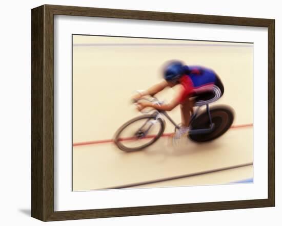 Blurred Action of Cyclist on the Track-Chris Trotman-Framed Photographic Print