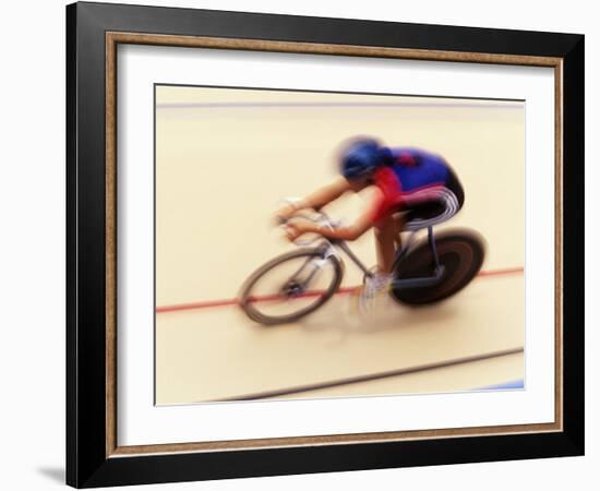 Blurred Action of Cyclist on the Track-Chris Trotman-Framed Photographic Print