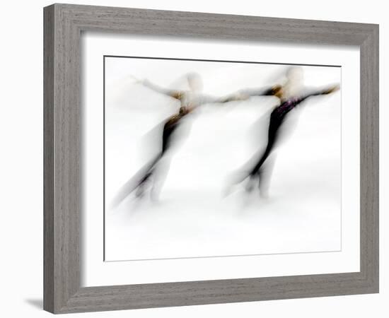 Blurred Action of Pairs Figure Skaters, Torino, Italy-Chris Trotman-Framed Photographic Print