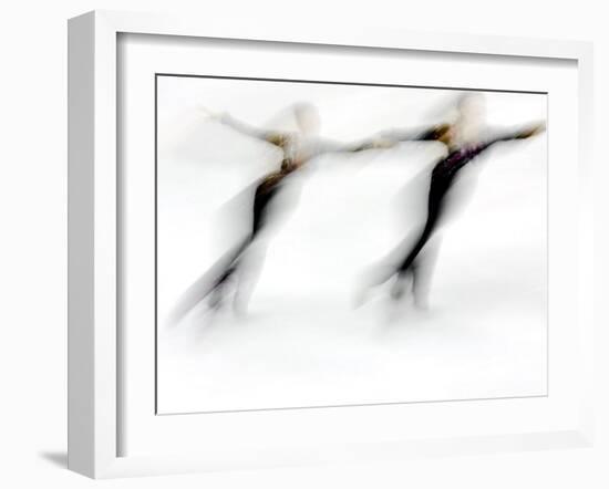 Blurred Action of Pairs Figure Skaters, Torino, Italy-Chris Trotman-Framed Photographic Print