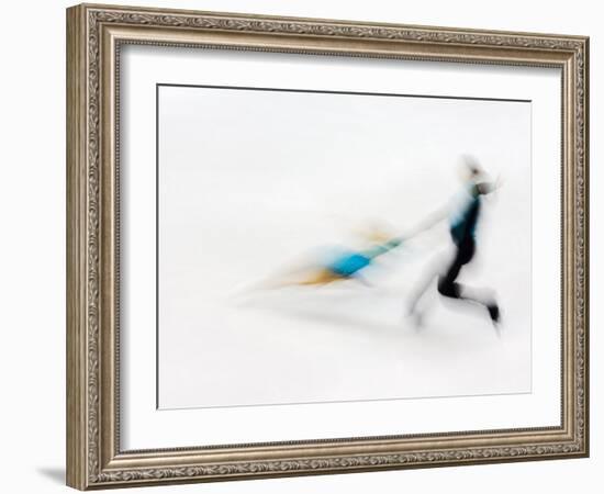 Blurred Action of Pairs Figure Skaters, Torino, Italy-Chris Trotman-Framed Photographic Print