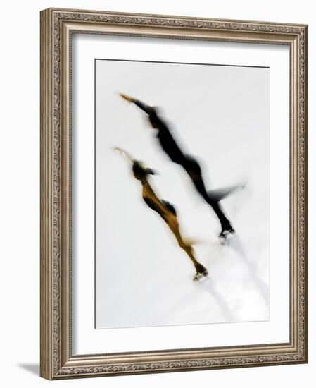 Blurred Action of Pairs Figure Skaters, Torino, Italy-Chris Trotman-Framed Photographic Print