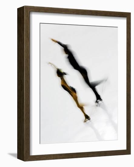 Blurred Action of Pairs Figure Skaters, Torino, Italy-Chris Trotman-Framed Photographic Print