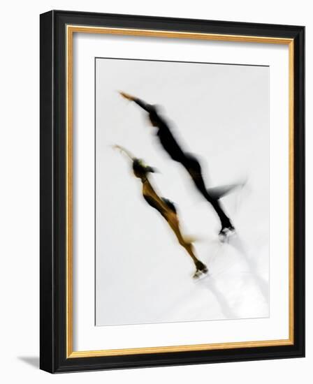 Blurred Action of Pairs Figure Skaters, Torino, Italy-Chris Trotman-Framed Photographic Print