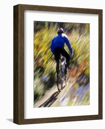 Blurred Action of Recreational Mountain Biker Riding on the Trails-null-Framed Photographic Print