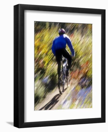 Blurred Action of Recreational Mountain Biker Riding on the Trails-null-Framed Photographic Print