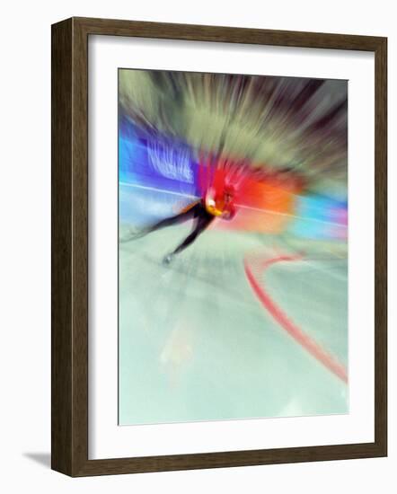 Blurred Action of Speed Skater-Paul Sutton-Framed Photographic Print