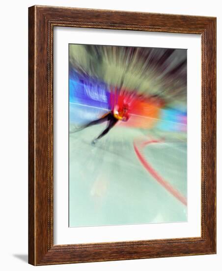 Blurred Action of Speed Skater-Paul Sutton-Framed Photographic Print