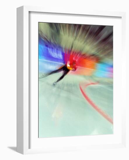 Blurred Action of Speed Skater-Paul Sutton-Framed Photographic Print