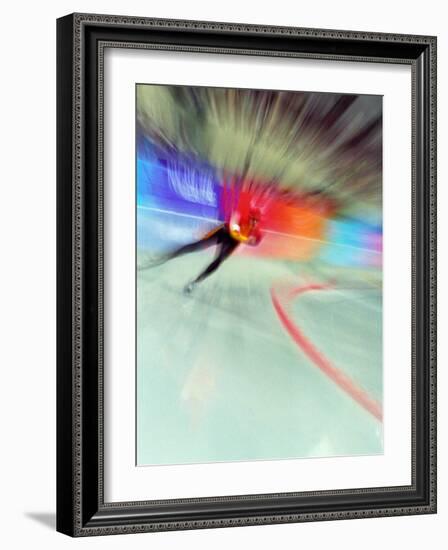 Blurred Action of Speed Skater-Paul Sutton-Framed Photographic Print