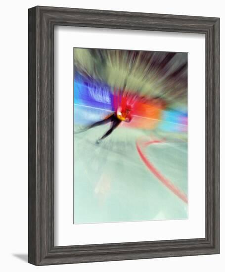 Blurred Action of Speed Skater-Paul Sutton-Framed Photographic Print