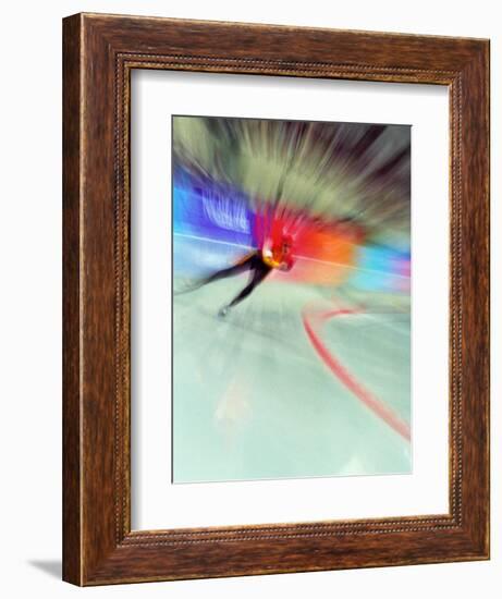 Blurred Action of Speed Skater-Paul Sutton-Framed Photographic Print