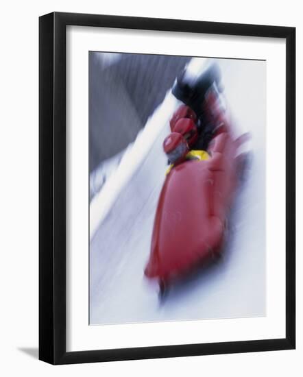 Blurred Action of the Start of 4 Man Bobsled Team, Lake Placid, New York, USA-Chris Trotman-Framed Photographic Print
