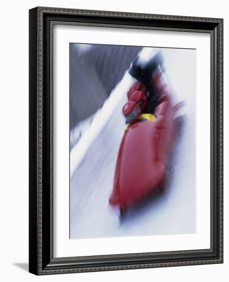 Blurred Action of the Start of 4 Man Bobsled Team, Lake Placid, New York, USA-Chris Trotman-Framed Photographic Print