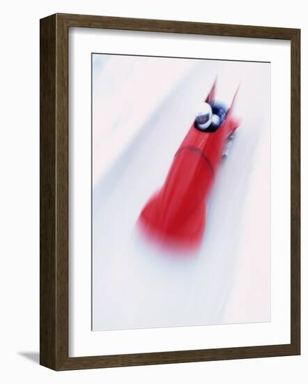 Blurred Action of Two Man Bobsled, Park City, Utah, USA-Chris Trotman-Framed Photographic Print