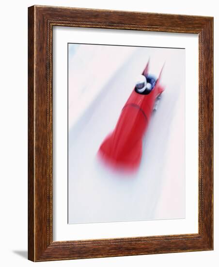 Blurred Action of Two Man Bobsled, Park City, Utah, USA-Chris Trotman-Framed Photographic Print