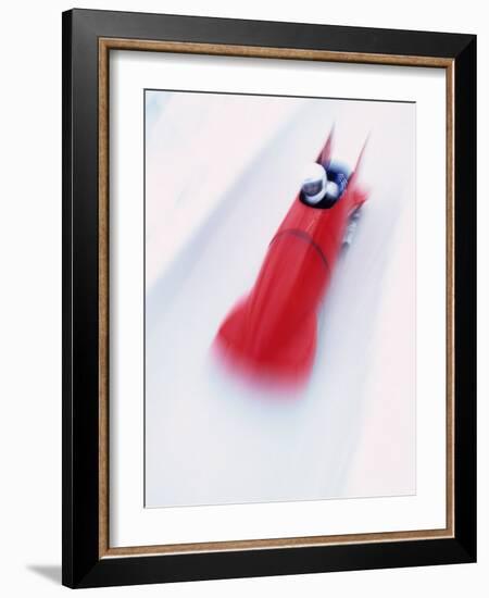 Blurred Action of Two Man Bobsled, Park City, Utah, USA-Chris Trotman-Framed Photographic Print