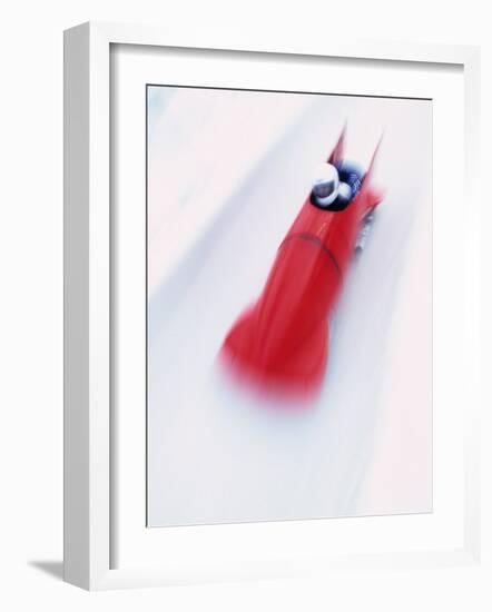 Blurred Action of Two Man Bobsled, Park City, Utah, USA-Chris Trotman-Framed Photographic Print