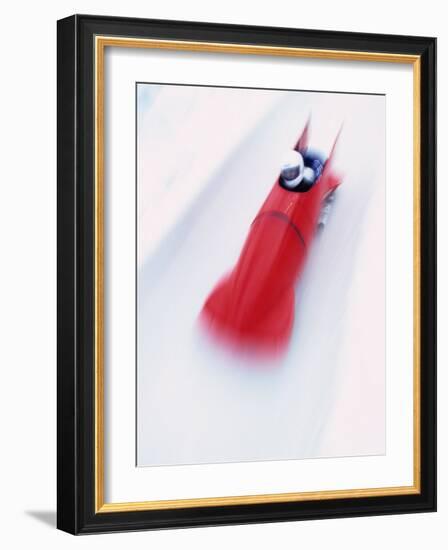 Blurred Action of Two Man Bobsled, Park City, Utah, USA-Chris Trotman-Framed Photographic Print