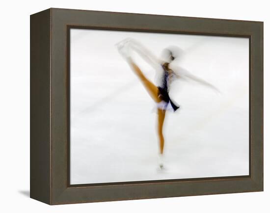 Blurred Action of Woman Figure Skater, Torino, Italy-Chris Trotman-Framed Premier Image Canvas