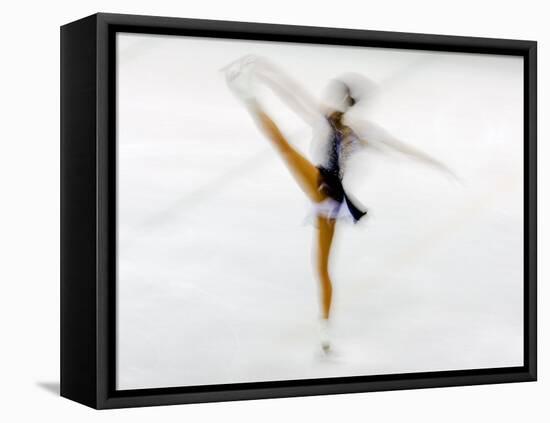 Blurred Action of Woman Figure Skater, Torino, Italy-Chris Trotman-Framed Premier Image Canvas