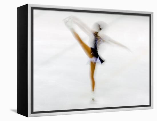 Blurred Action of Woman Figure Skater, Torino, Italy-Chris Trotman-Framed Premier Image Canvas