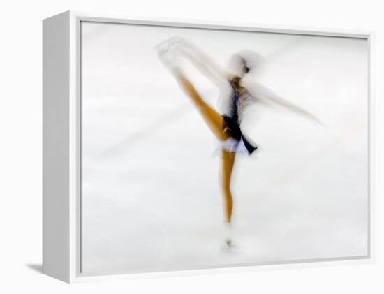 Blurred Action of Woman Figure Skater, Torino, Italy-Chris Trotman-Framed Premier Image Canvas