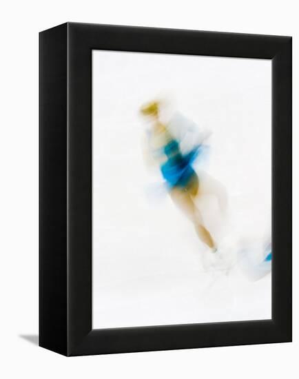 Blurred Action of Woman Figure Skater, Torino, Italy-Chris Trotman-Framed Premier Image Canvas