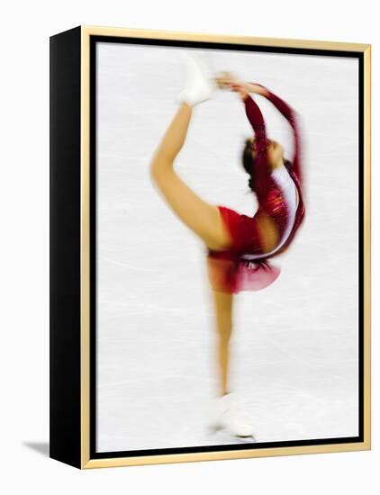 Blurred Action of Woman Figure Skater, Torino, Italy-Chris Trotman-Framed Premier Image Canvas