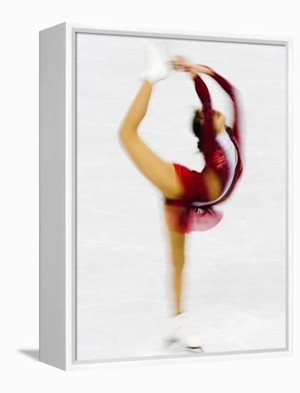 Blurred Action of Woman Figure Skater, Torino, Italy-Chris Trotman-Framed Premier Image Canvas