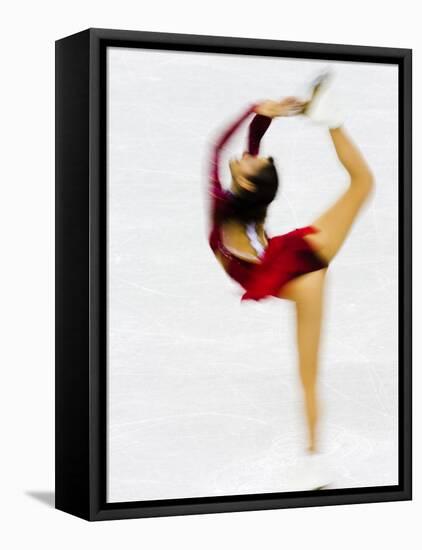 Blurred Action of Woman Figure Skater, Torino, Italy-Chris Trotman-Framed Premier Image Canvas